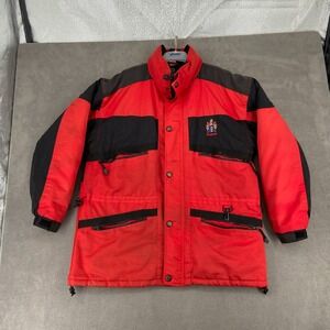 Turning Point Ski Jacket Mens Large Red Black England Crest Thermal Insulation